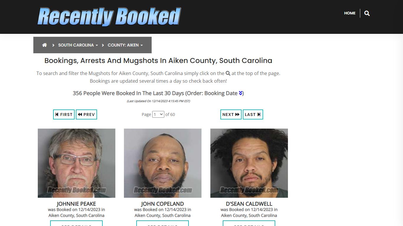 Bookings, Arrests and Mugshots in Aiken County, South Carolina